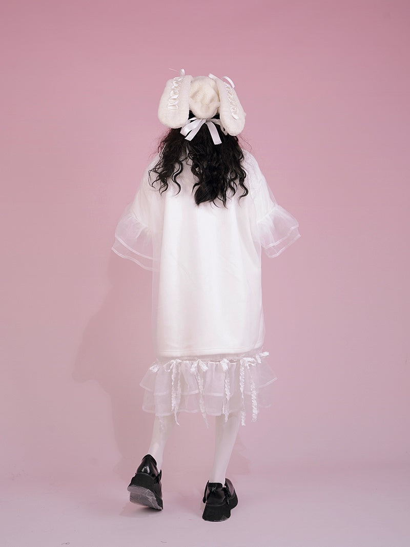 Gothic Sheer See-through Frill Hoodie Tops