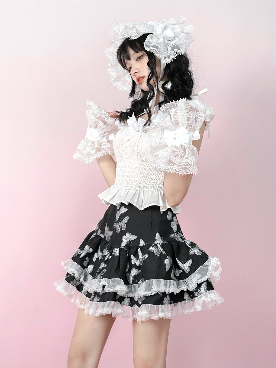 Jacquard Lace Puff Skirt