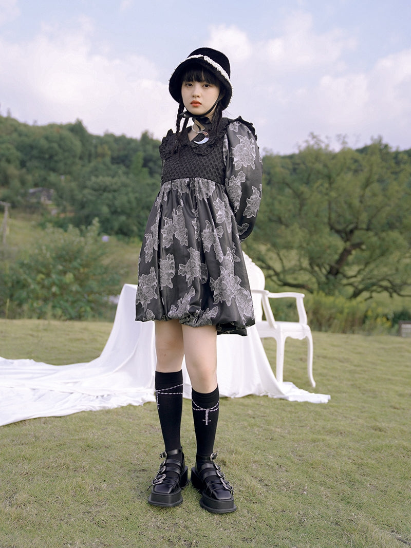 Balloon Lace Fril Cute Sailor One-piece