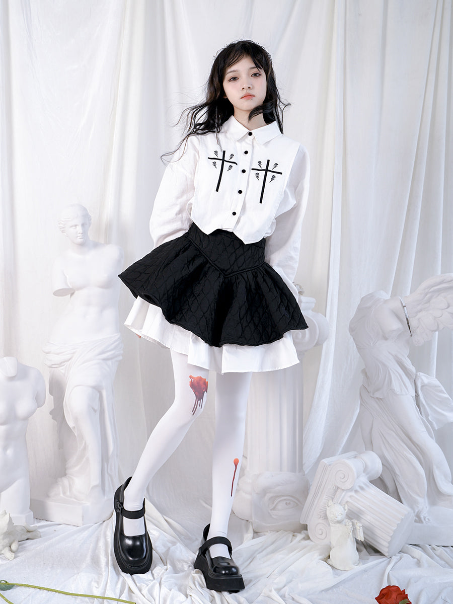 Gothic Cross Rose Over-size Blouse