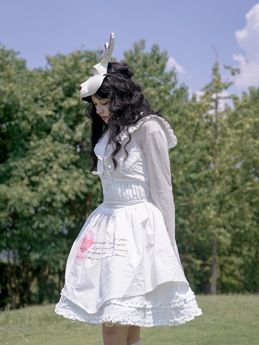 Rose Print Sleeveless Navy Neck Dress