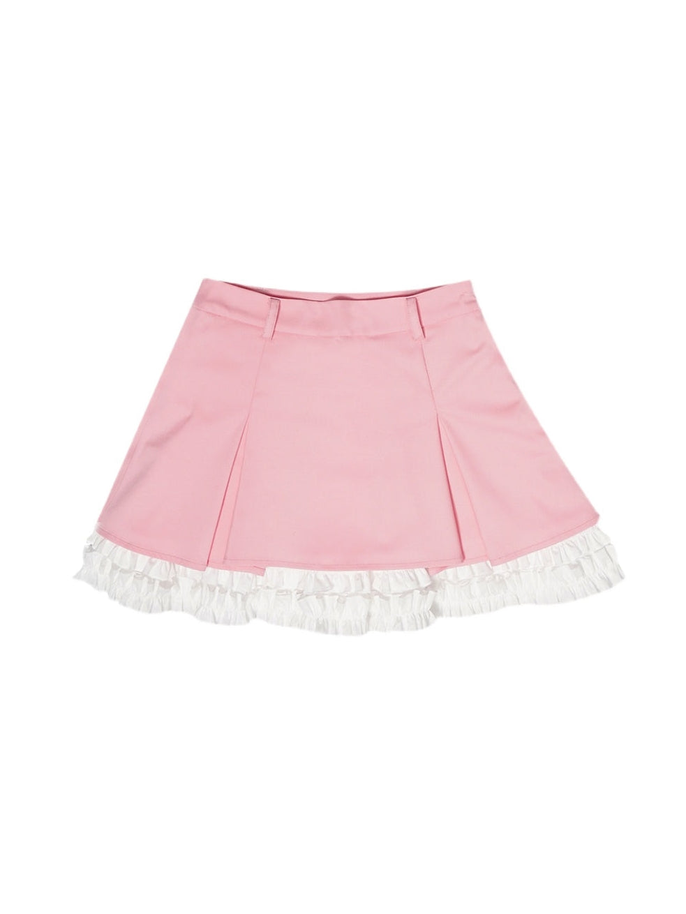 Pleated Lace Contrast Color Skirt