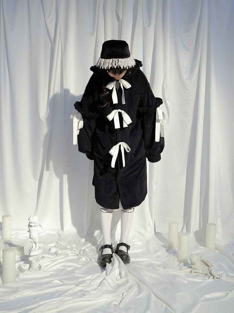 Rabbit-ear Boa Cute Ribbon Coat