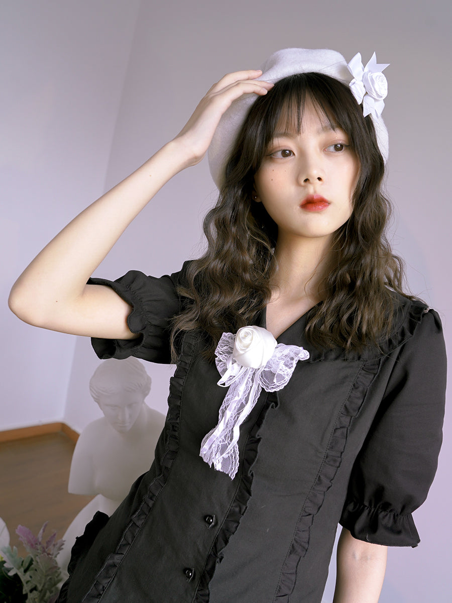 Hat Wool Cute Rose Beret