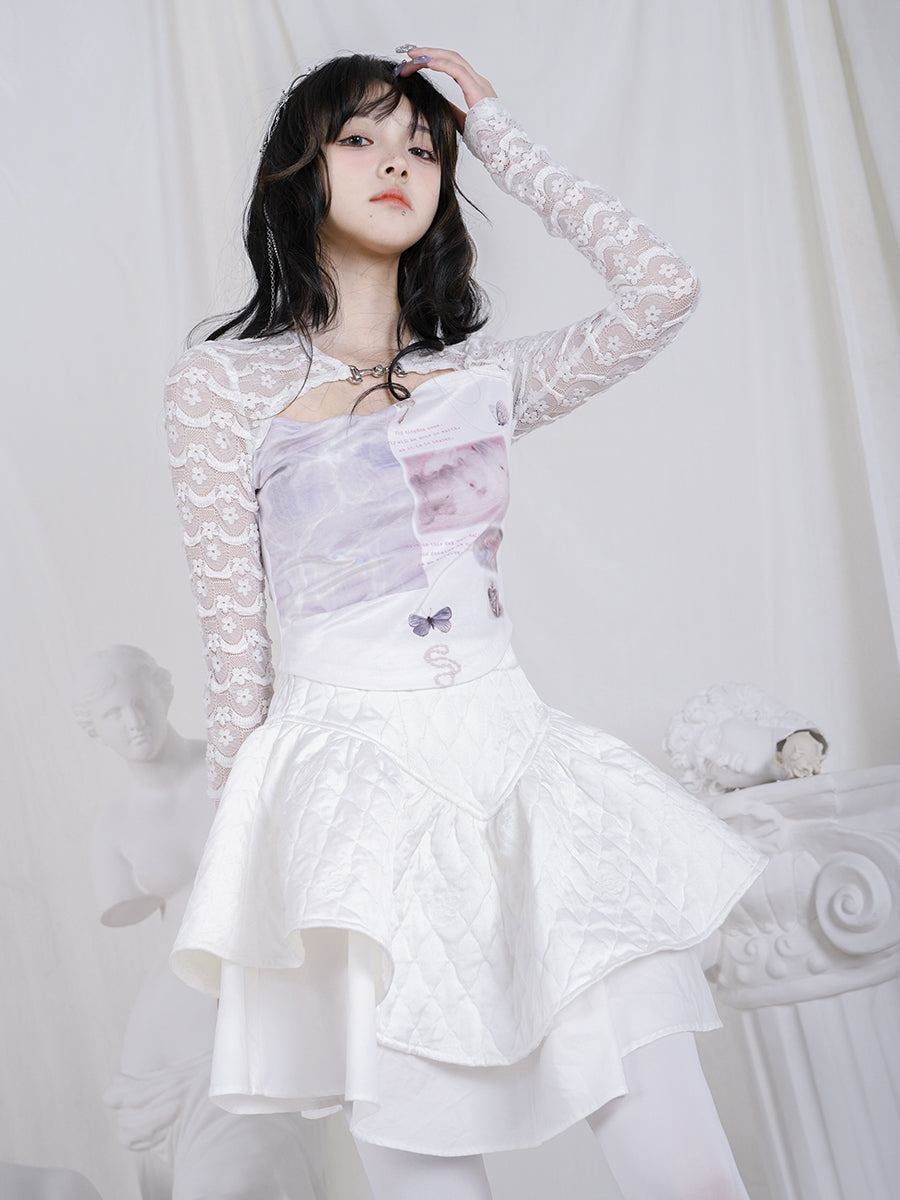 Rabbit Lace Face Retro Front-cut Cutsew