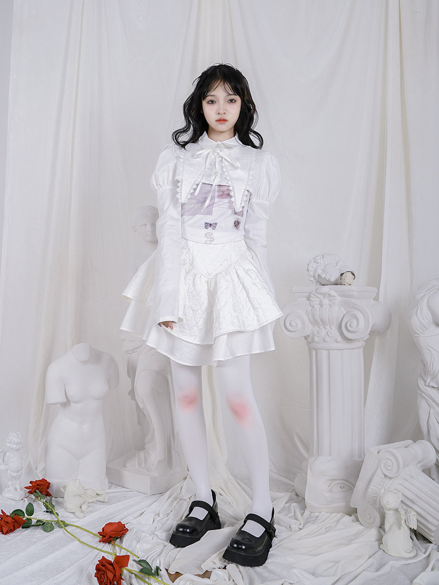 Quilting Embroidery Layered Lolita Gothic Short Skirt