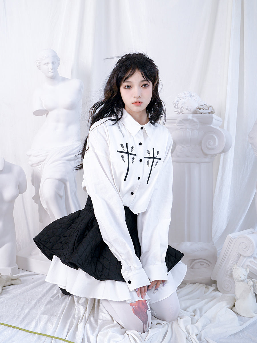 Gothic Cross Rose Over-size Blouse