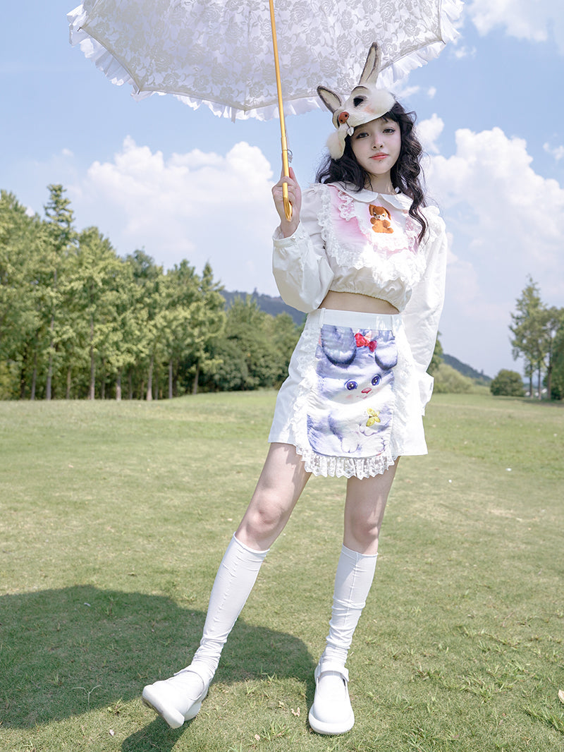 Lace Long-sleeved Short Shirt