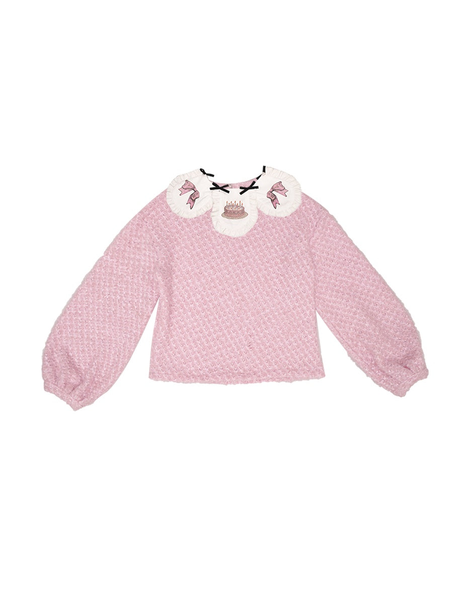 Rudefish Joint Print Puff Sleeve Sweater