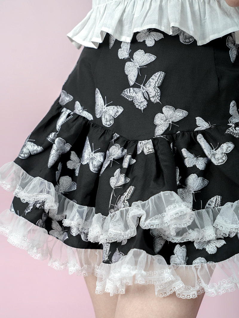 Jacquard Lace Puff Skirt