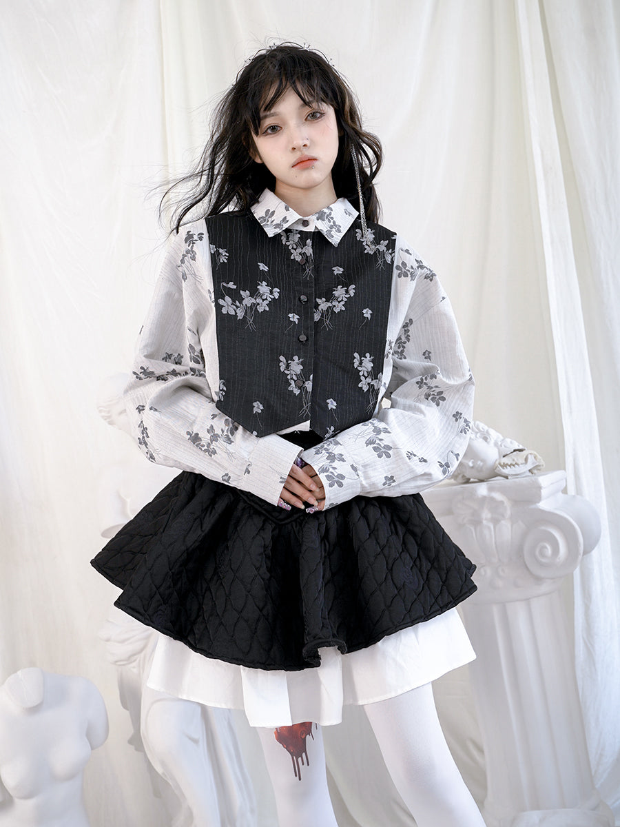 Retro Flower Docking Blouse