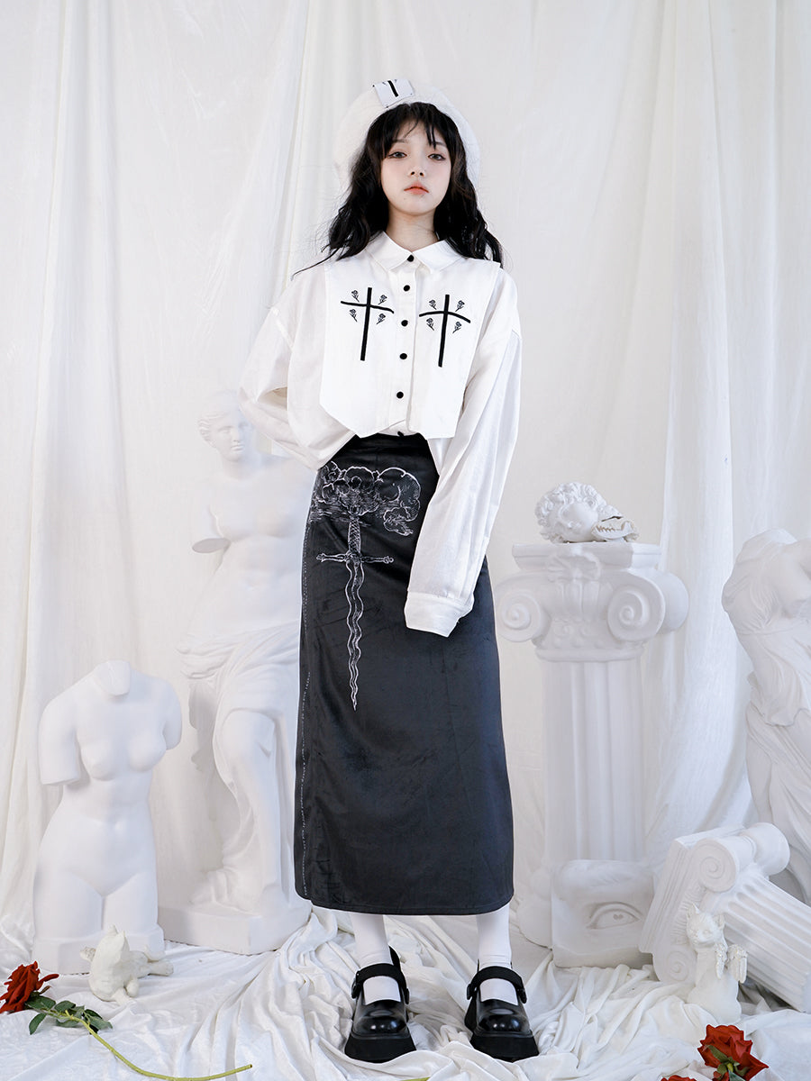 Gothic Cross Rose Over-size Blouse