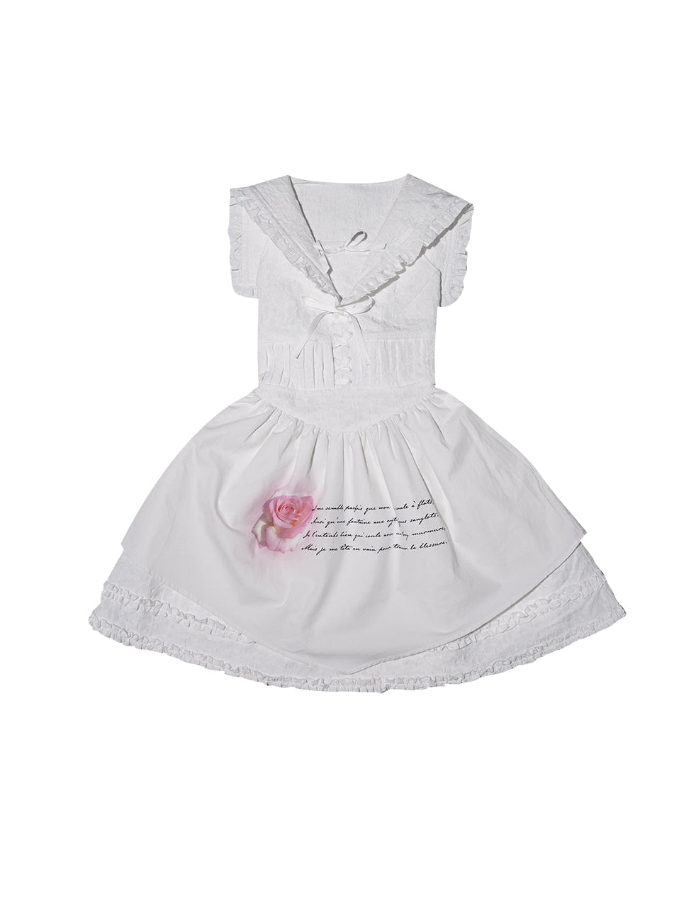 Rose Print Sleeveless Navy Neck Dress