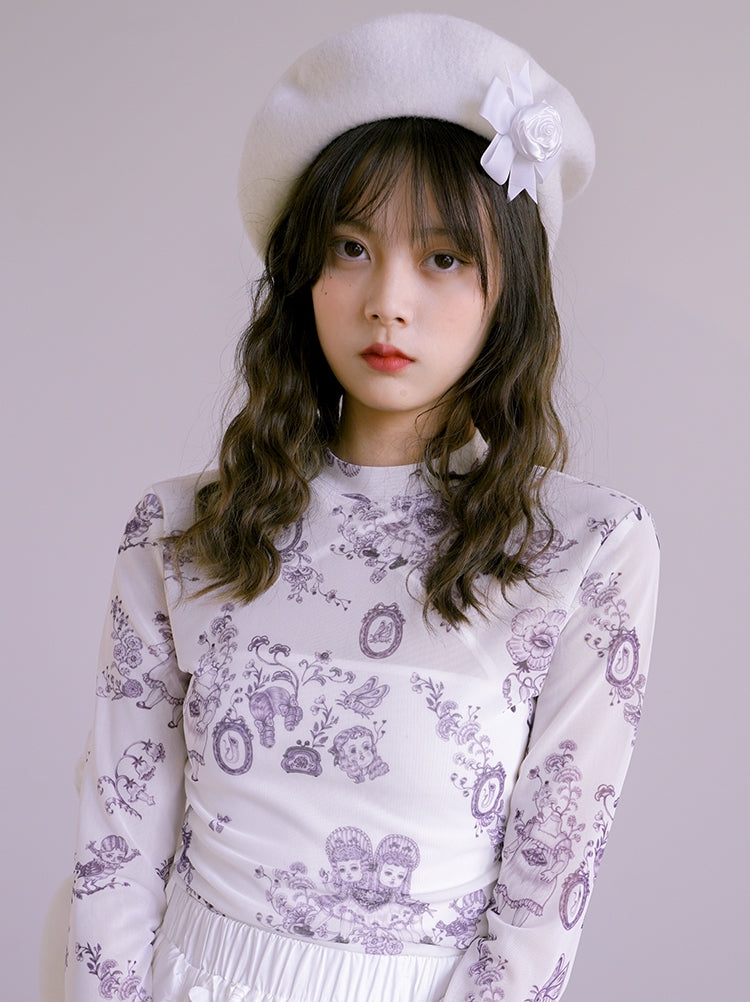 Hat Wool Cute Rose Beret