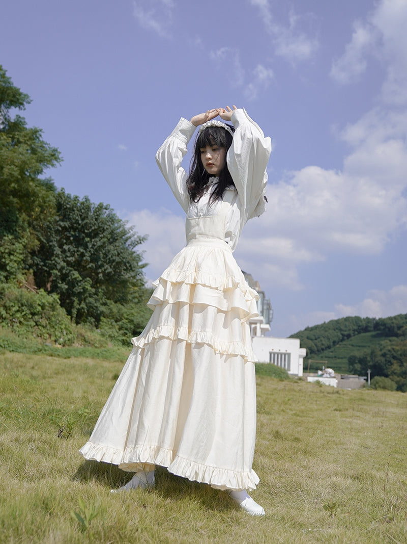 Tiered Frill Retro Fluffy Maid One-piece