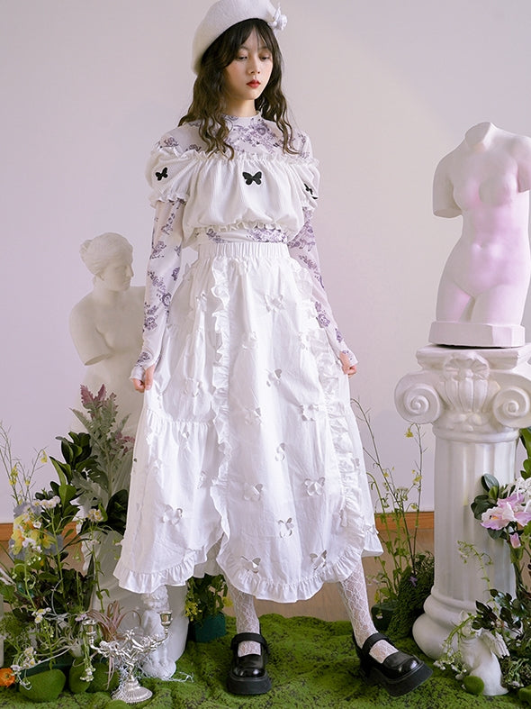 Clipping Butterfly Frill Unique Cute Skirt