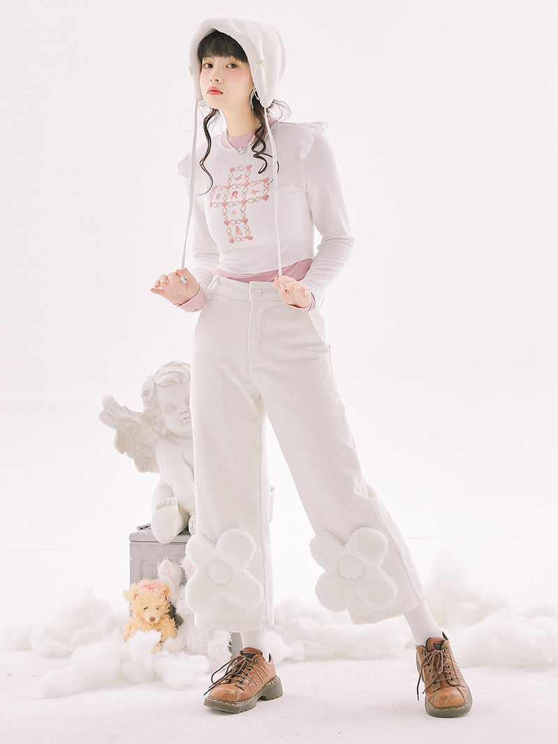 Three-dimensional Flower Nichi Cute Pants
