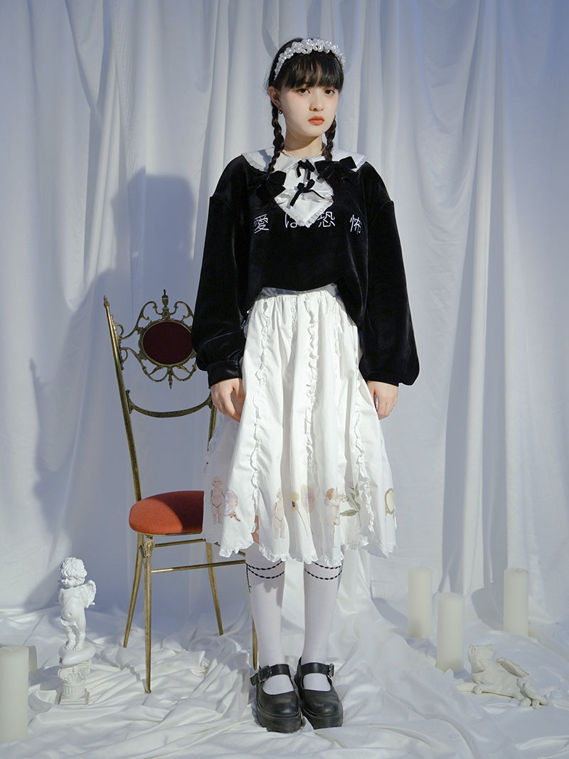 Velvet Gothic Lace Ribbon Pullover