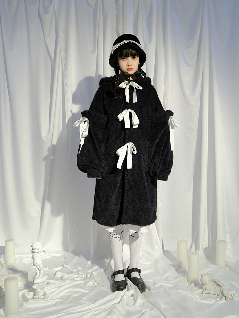 Rabbit-ear Boa Cute Ribbon Coat