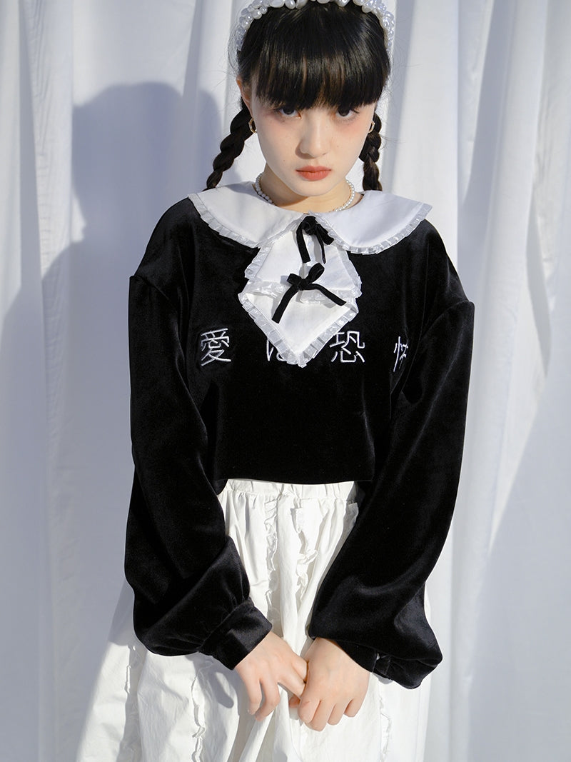 Velvet Gothic Lace Ribbon Pullover