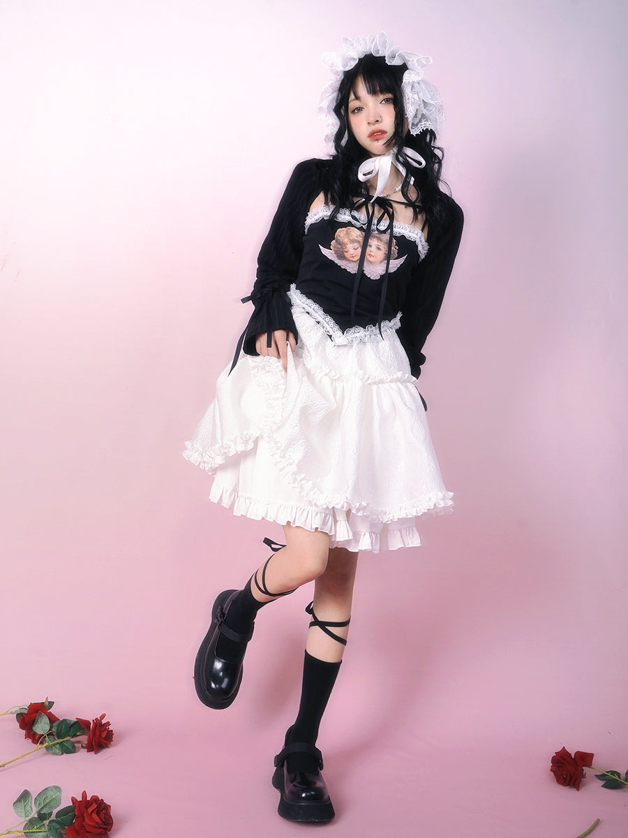 Bow Lace Knitted Sun Protection Short Top