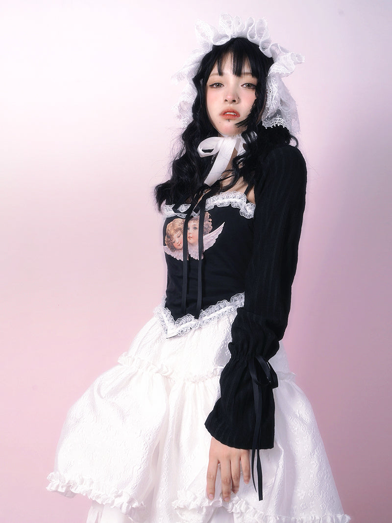 Bow Lace Knitted Sun Protection Short Top