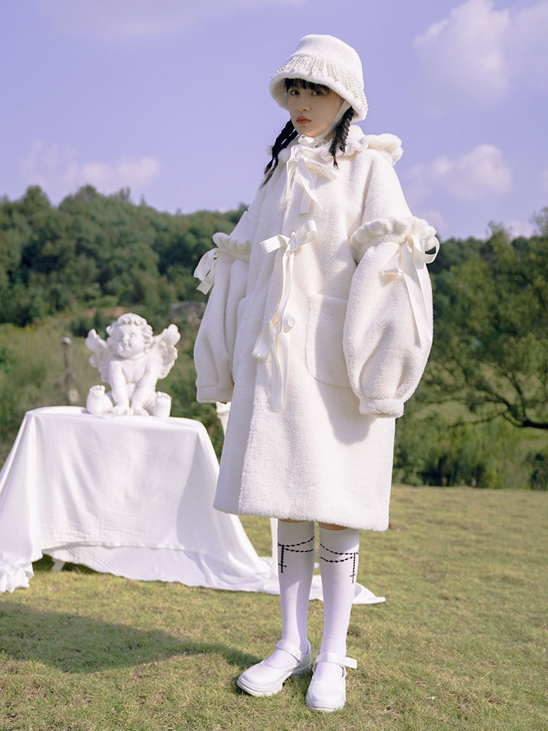Rabbit-ear Boa Cute Ribbon Coat
