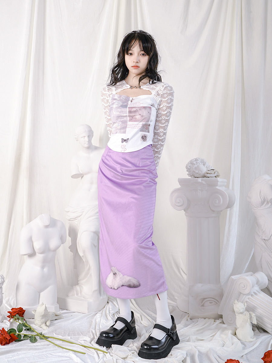 Rabbit Lace Face Retro Front-cut Cutsew