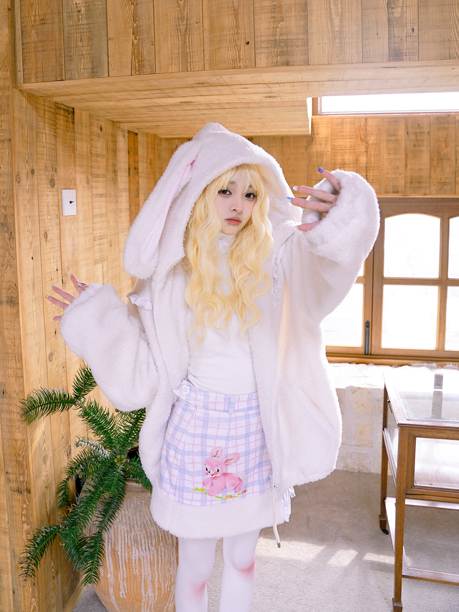 Gothic Lolita Rabbit-ear Ribbon Frill Boa Parka