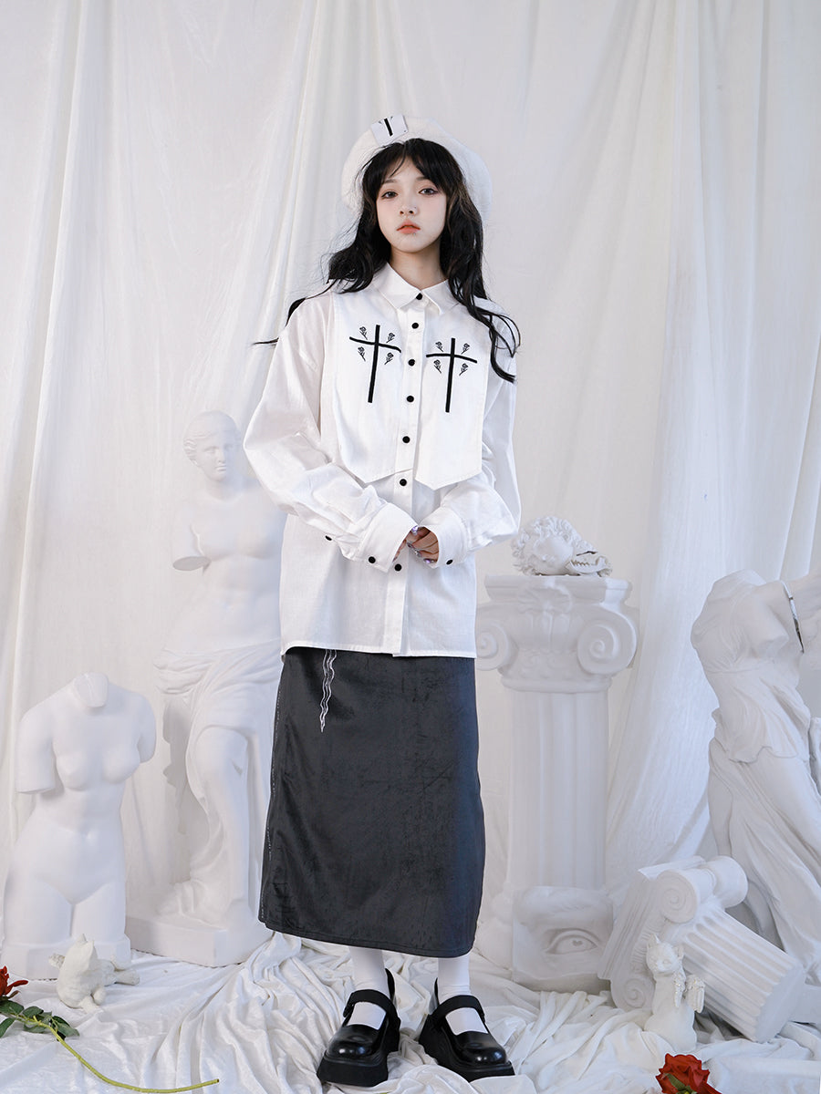 Gothic Cross Rose Over-size Blouse