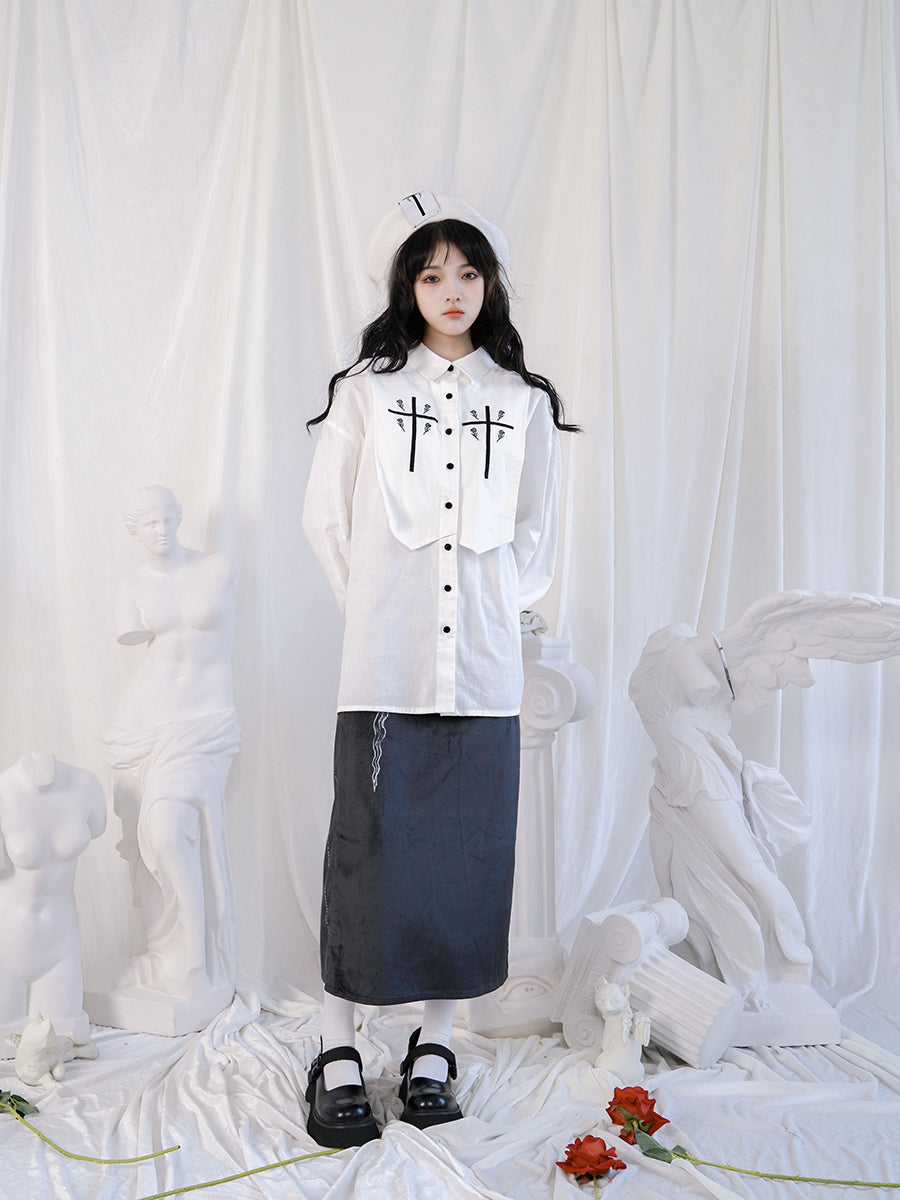 Velvet Cross Gothic Pencil Skirt