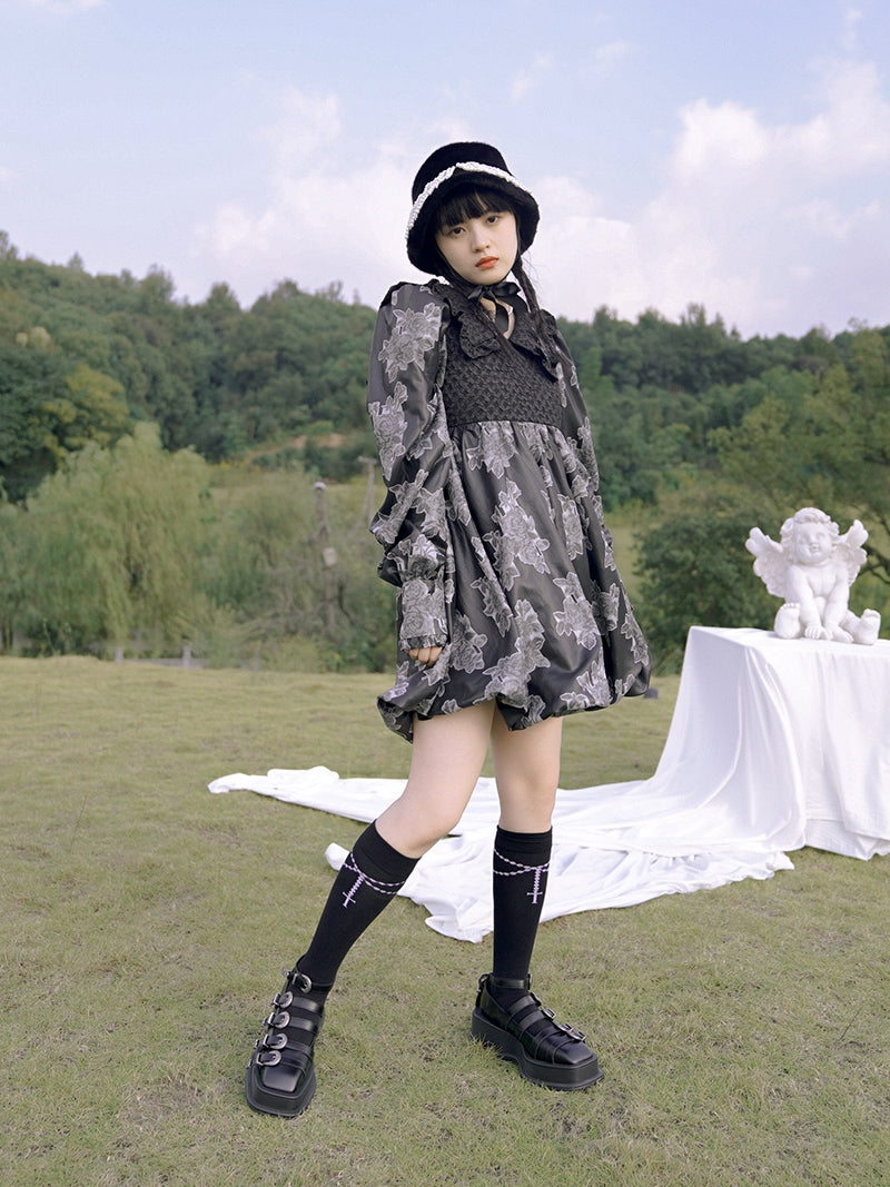 Balloon Lace Fril Cute Sailor One-piece