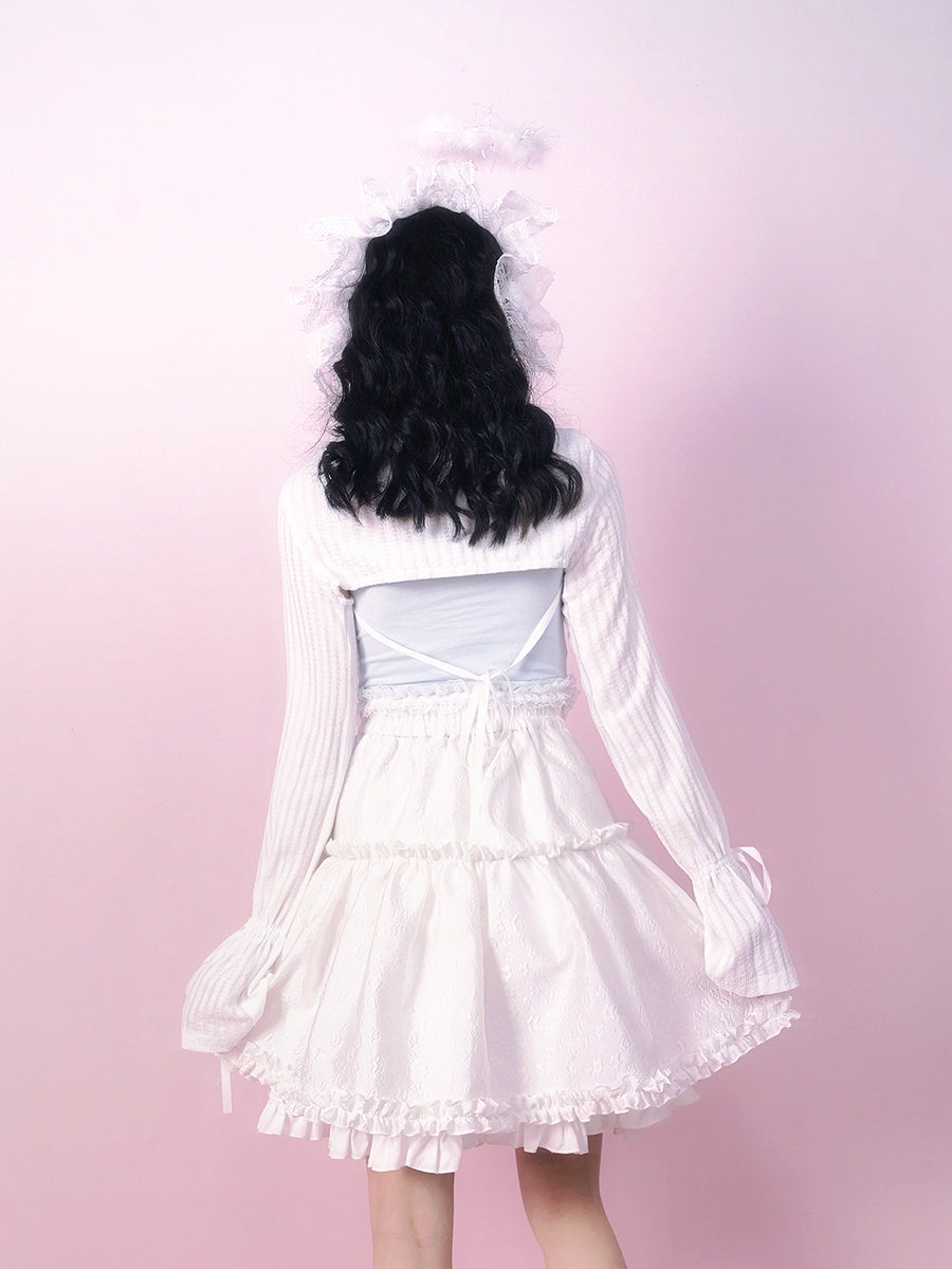 Bow Lace Knitted Sun Protection Short Top