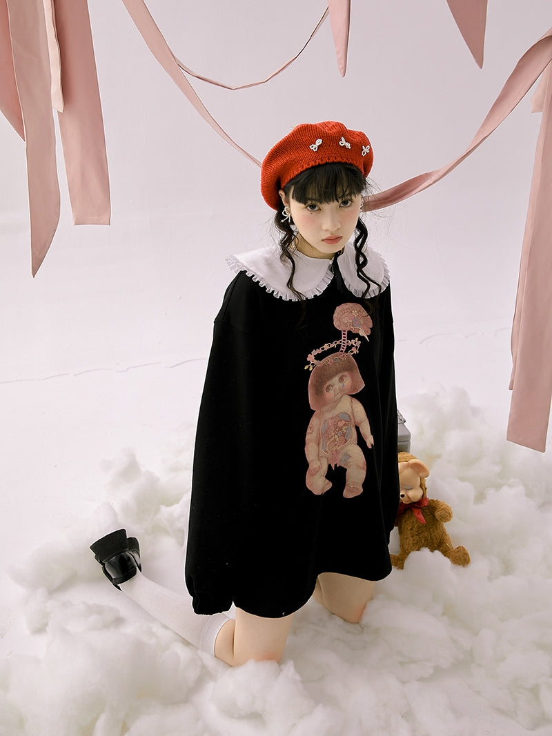 Lace Collar Baby Eerie Knit One-piece