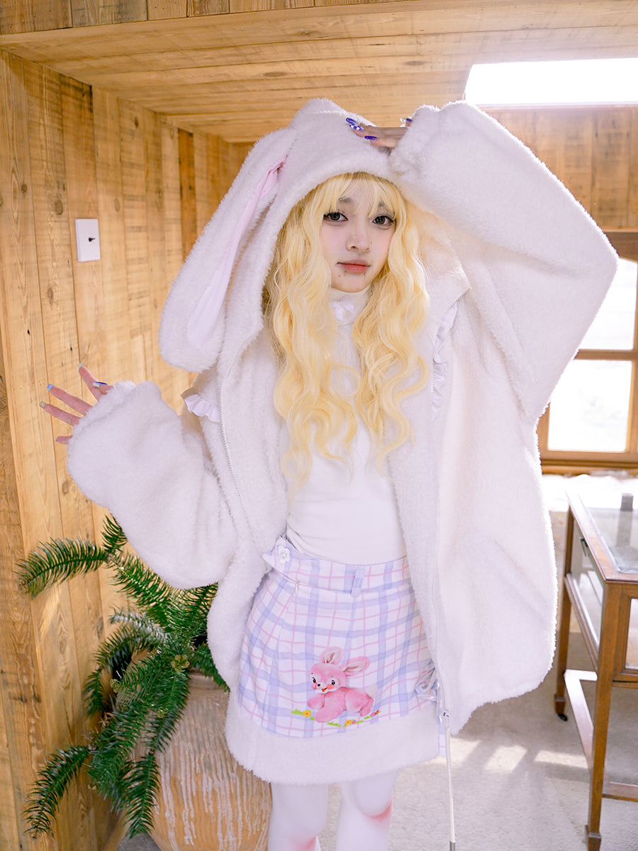 Gothic Lolita Rabbit-ear Ribbon Frill Boa Parka