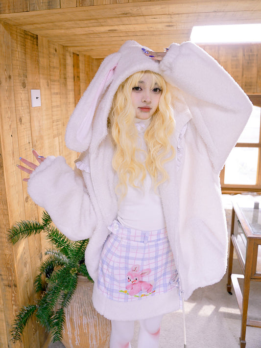 Gothic Lolita Rabbit-ear Ribbon Frill Boa Parka