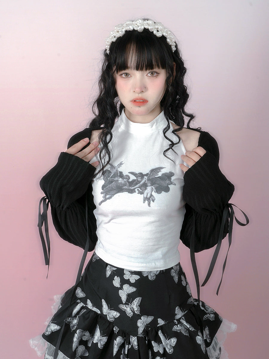 Print Sleeveless T-shirt