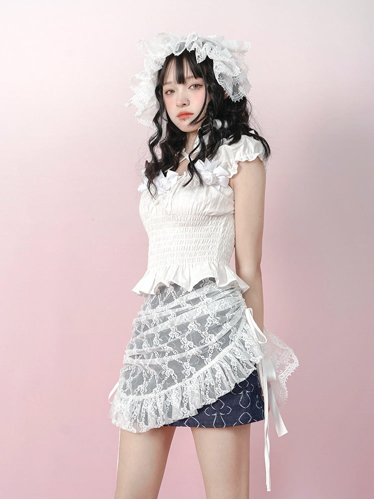 Lace Stitching A Version Short Skirt