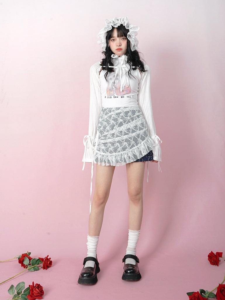 Lace Stitching A Version Short Skirt