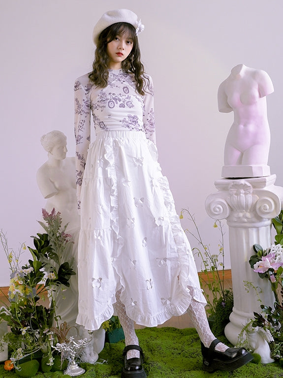 Clipping Butterfly Frill Unique Cute Skirt