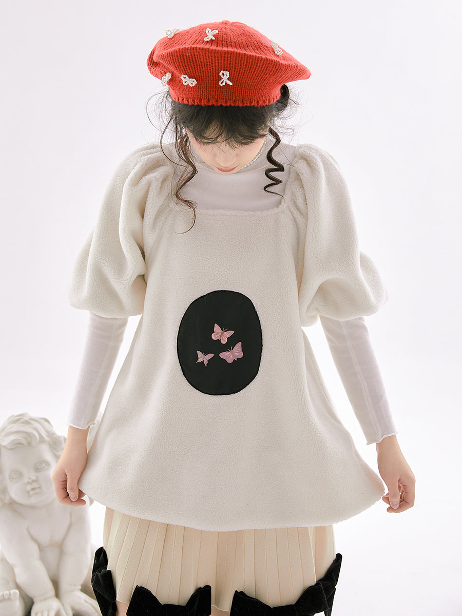 Butterfly Puff-sleeves Retro Knit