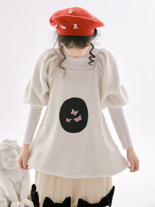Butterfly Puff-sleeves Retro Knit