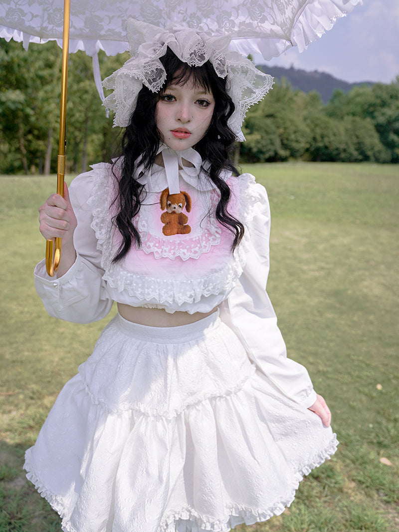 Lace Long-sleeved Short Shirt