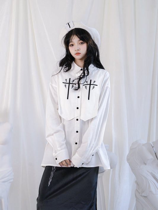 Gothic Cross Rose Over-size Blouse