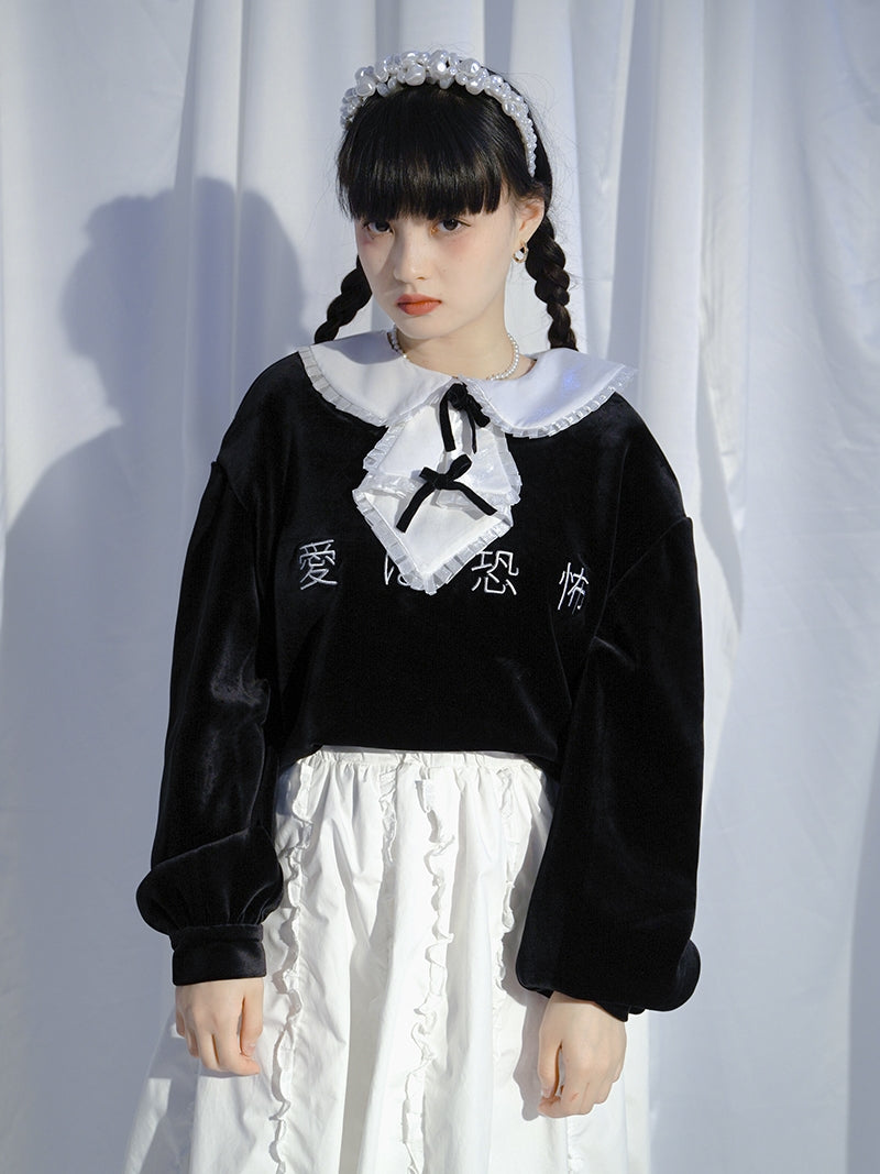 Velvet Gothic Lace Ribbon Pullover