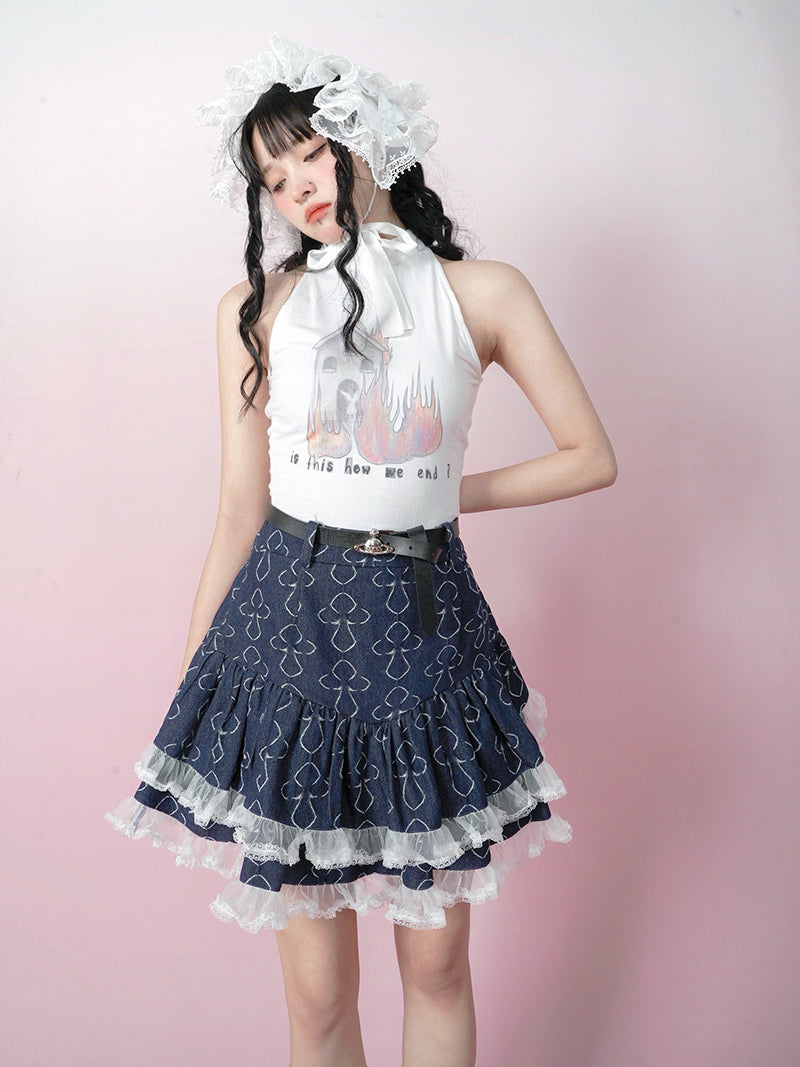 Jacquard Lace Puff Skirt