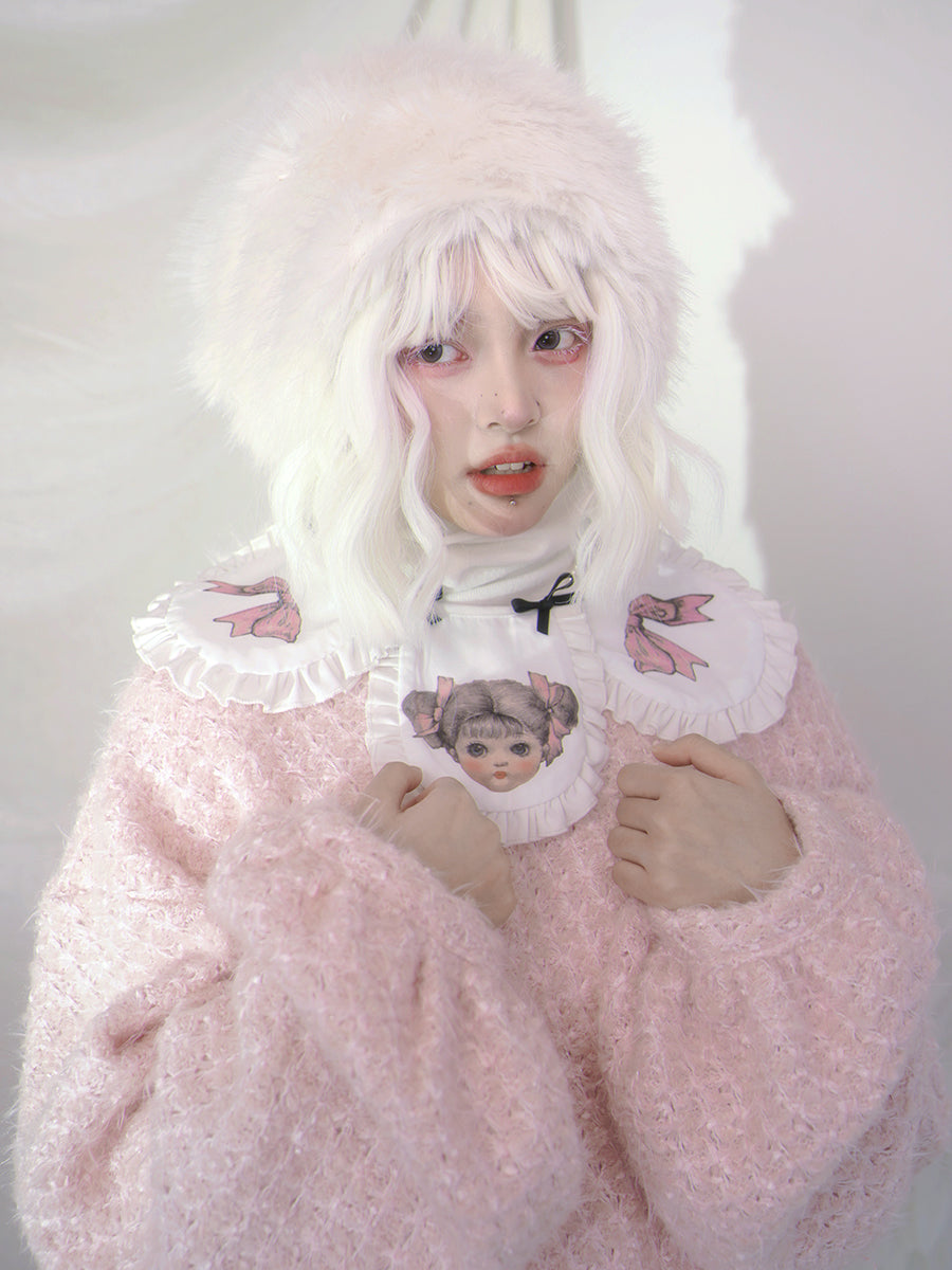 Rudefish Joint Print Puff Sleeve Sweater