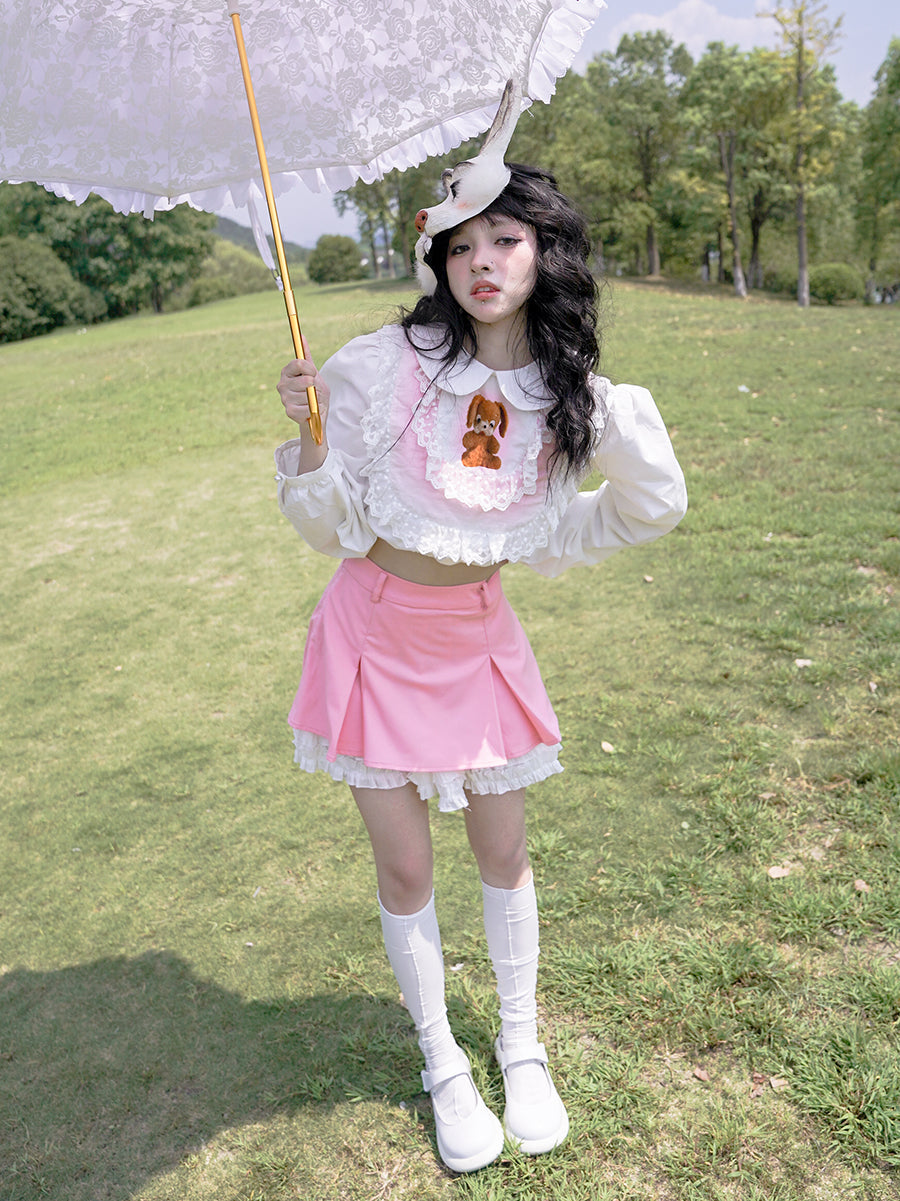 Lace Long-sleeved Short Shirt