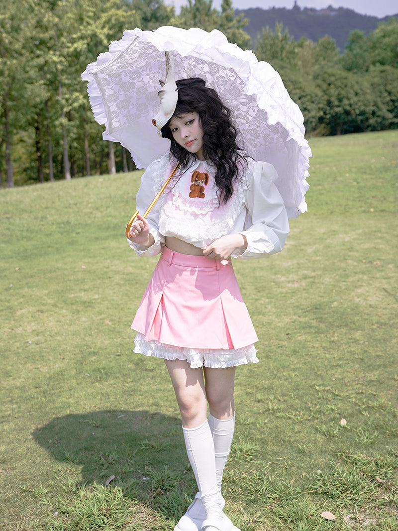 Lace Long-sleeved Short Shirt