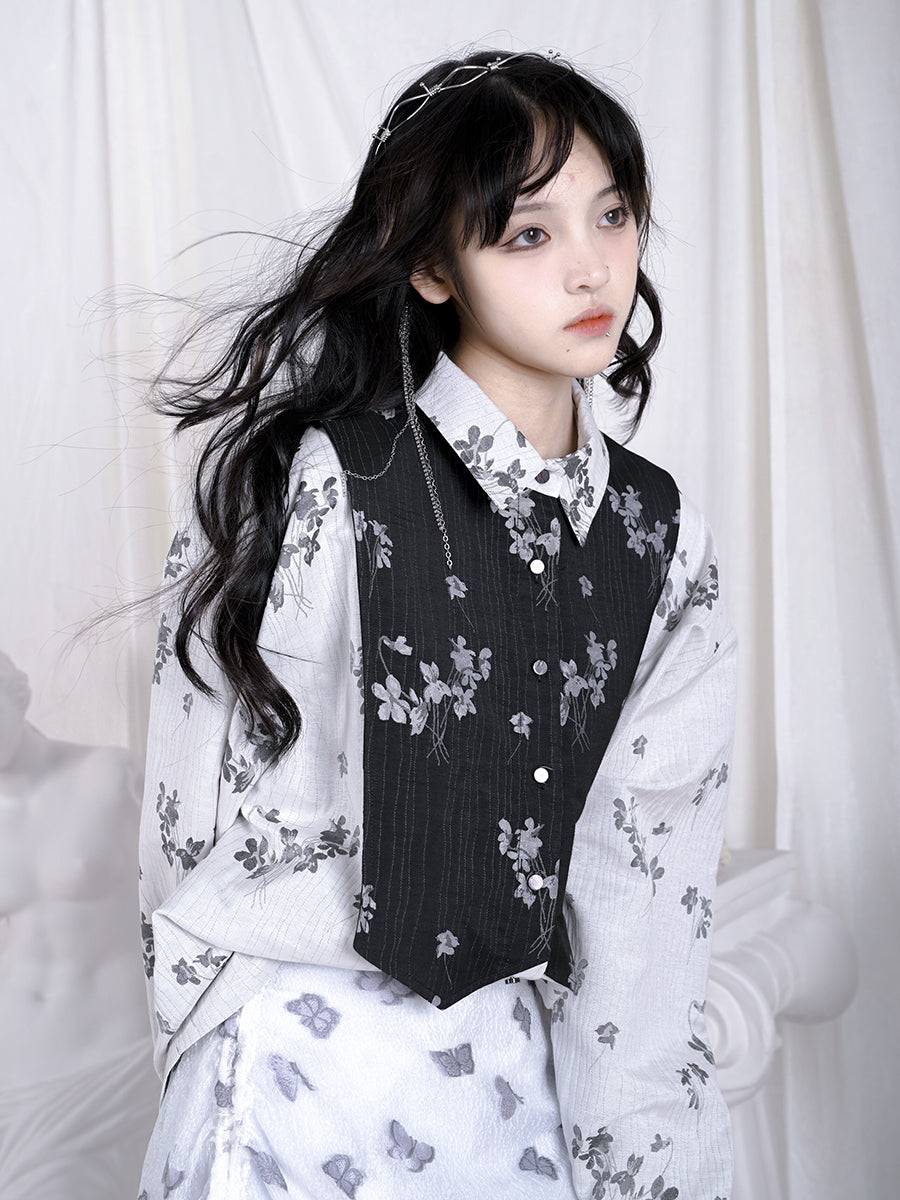 Retro Flower Docking Blouse